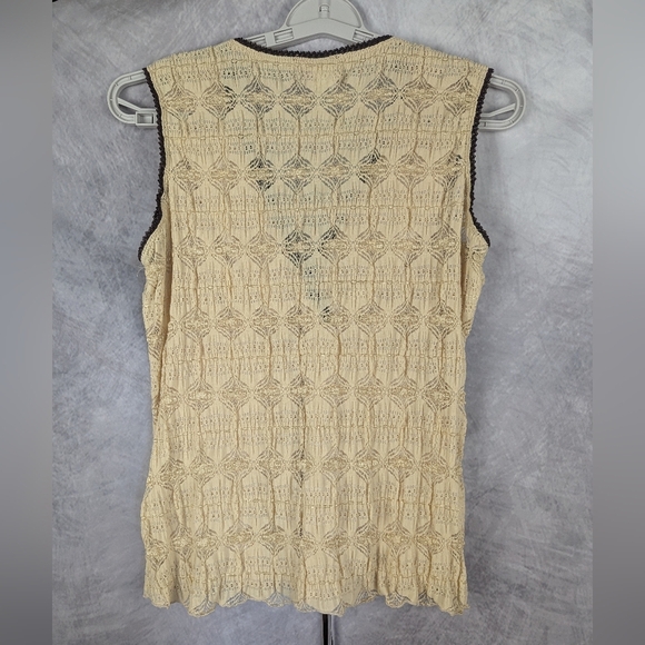 Seventeen Fashion 1X Sleeveless Lace Blouse Tan/Brown With Ribbon Y2K - Picture 2 of 11